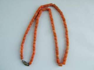 Antique real CORAL necklace silver clasp 20g ~OLD undyed coral~  