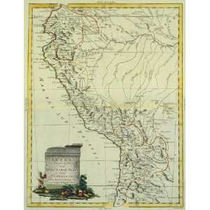  Antique Map of South America Peru, 1758