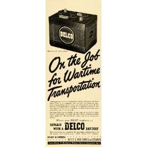 1943 Ad Delco Remy Automobile Batteries World War II Transportation 