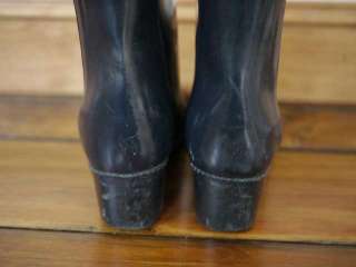   Lined RUBBER Navy Blue Knee High Slouch Rain Snow BOOTS 9 39.5  