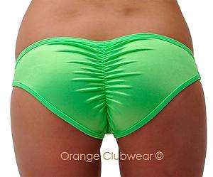 Neon Green Gogo Rave Scrunch Butt Bikini Bottoms Shorts  