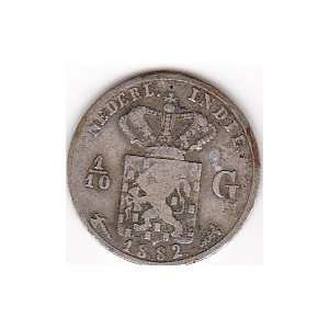   1882 Netherland Indies 1/10 Gulden Silver Coin 