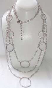 CHICOS Long Layered NECKLACE Lightweight Silvertone Links NWOT  
