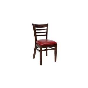  Wood Chair w/ Walnut Finish & Crimson Upholstered Seat