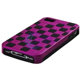 Purple/Black Hybrid Checkered Snap On Case+Privacy Filter For Apple 