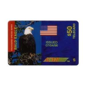  Card $50. American Bald Eagle Endangered Species S & USA Flag PROOF
