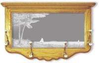 Ocean Palm Trees Art Etched Mirror & Coat Rack 2 sizes  