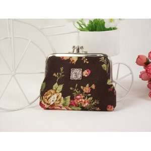 Beautiful Anna Sui Vintage Floral Victorian Style Double Pockets Coin 