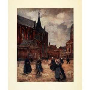 1904 Print Nico Jungmann Art Breda Holland Marketplace Women Cityscape 