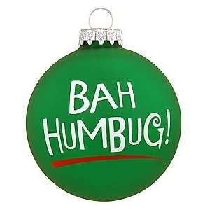  Bah Humbug Double Sided Green Glass Ornament