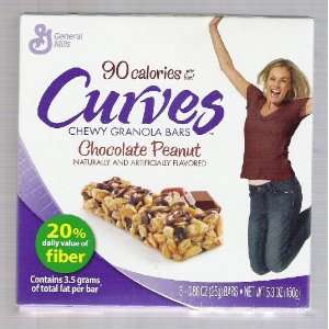 Curves 90 Calories Chewy Granola Bars Chocolate Peanut Flavored 6 Bars 