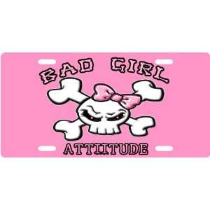 Bad Girl Attitude   Pink Custom License Plate Novelty Tag from Redeye 