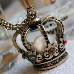 Europe Retro imitation pearl crown Necklace N 240  