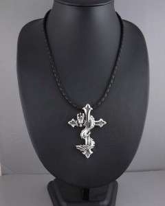 37g DRAGON CROSS 925 STERLING SILVER PENDANT + NECKLACE  