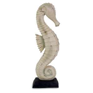    Coastal White Wash Seahorse Sculpture Statue