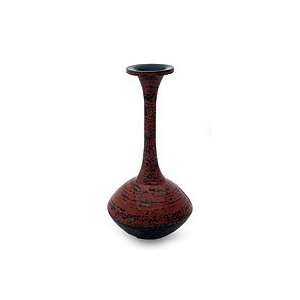  NOVICA Lacquered bamboo vase, Melody of Art