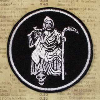 Embroidered SANTA MUERTE Patch, Sew or Iron On, 3 inch  