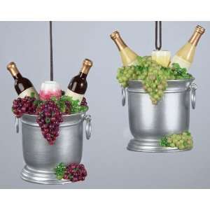  Wine in Ice Bucket Christmas Ornaments (set of 2) Sports 
