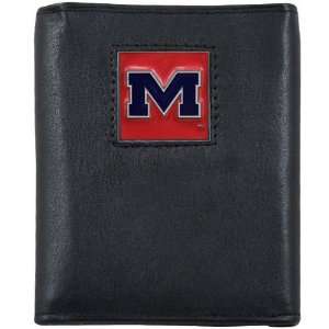   Black Genuine Leather Executive Tri Fold Wallet