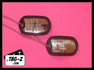 Military Dog Tags   Custom Embossed Shiny   GI Identification w 