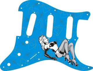 fabulous custom made pickguard with an image of a sexy pin up girl on 