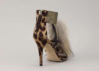 11287 Suede Fringe Handmade Ankle Strap Sandals Leopard US  