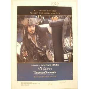 Pirates of The Carribean Artist Trade Ad Proof Johnny Depp Action Shot 