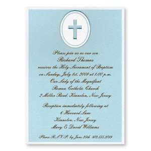   Invitations   Blue with a Cross Invitation