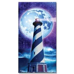  24 Lighthouse with Moon Velour Beach Towels 30 X 60 Inch 