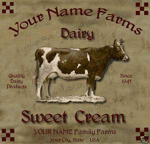 Primitive Dairy Farm Label Customized For You.  