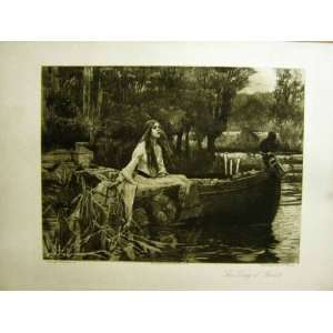  1909 ART JOURNAL BEAUTIFUL LADY OF SHALOTT RIVER BOAT 