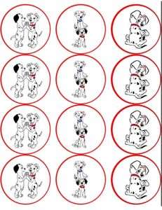 101 Dalmations   Edible Photo CupCake Toppers 12 or 24  
