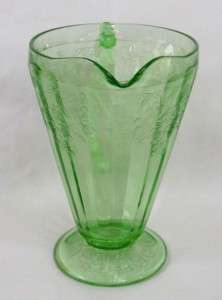 1930 39 Jeannette Glass Green Depression Cherry Blossom 36 oz. PItcher 