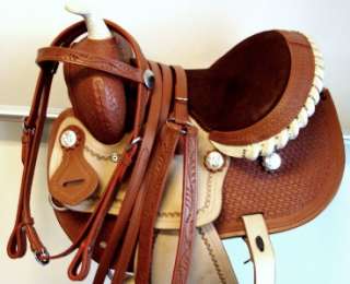   NATURAL ROUGH OUT Western Trail kid PONY BARREL TRAIL Saddle SHOW SET
