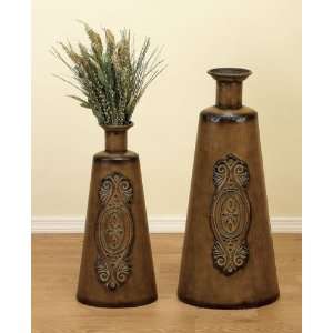    Tuscan Decorative Metal Floor Vase Set of 2