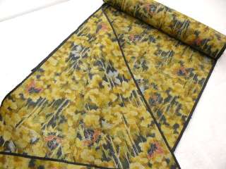 Dark Green Silk Kimono Fabric Bolt w/Woods & Leaf E160  