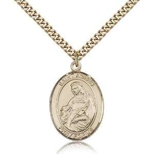  Gold Filled St. Saint Agnes of Rome Medal Pendant 1 x 3/4 