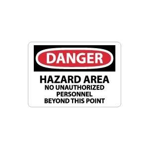   Hazard Area No Unauthorized Personnel Safety Sign