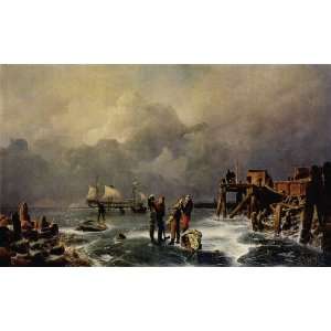   Andreas Achenbach   24 x 14 inches   Ufer des zugefrorenen Meeres (W