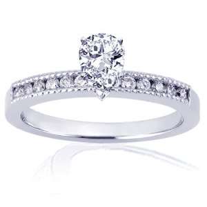  0.65 Ct Pear Shaped Diamond Engagement Ring 14K SI1 COLOR 