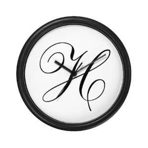  H Initial Black and White Decorative Wall Art Clock, 10 
