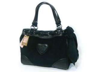   COUTURE Black Velour Solid Crest Scottie Daydreamer Tote Bag  