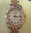 New Never Worn Ladies Rolex 179171 SS Rose Gold White Roman Dial W 