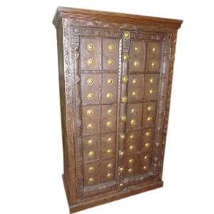   Cabinet Armoire Furniture Rustic with Brass Accents