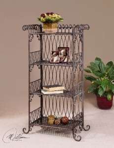 Uttermost Chenelle Etagere in Hand Forged Woven Metal in Verdigris 