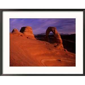 Hikers View Delicate Arch at Sunset, Utah, USA Framed Photographic 