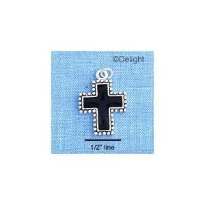  Delight Beaded Black Cross Silver Plated Charm Arts 
