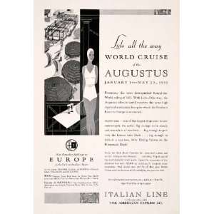  1932 Ad Italian World Cruise Augustus Ship Liner Lido Deck 