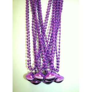   Purple Mardi Gras Beads with Football Pendant   Dozen Toys & Games