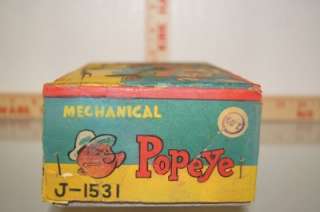 1950s LINEMAR POPEYE ROLLER SKATER WITH ORIGINAL BOX TIN WIND UP TOY 